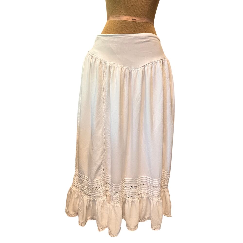American Eagle white cotton lace ruffle maxi skirt cottage prairie Western Sm. - Picture 2 of 7
